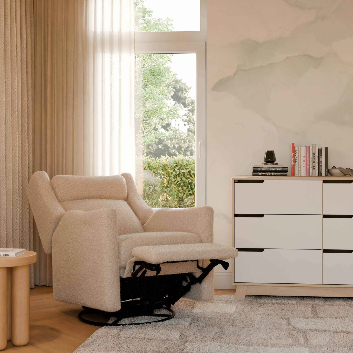 Kiwi Plus Power Glider Recliner w/ Power Headrest in Performance Beach Eco-Weave