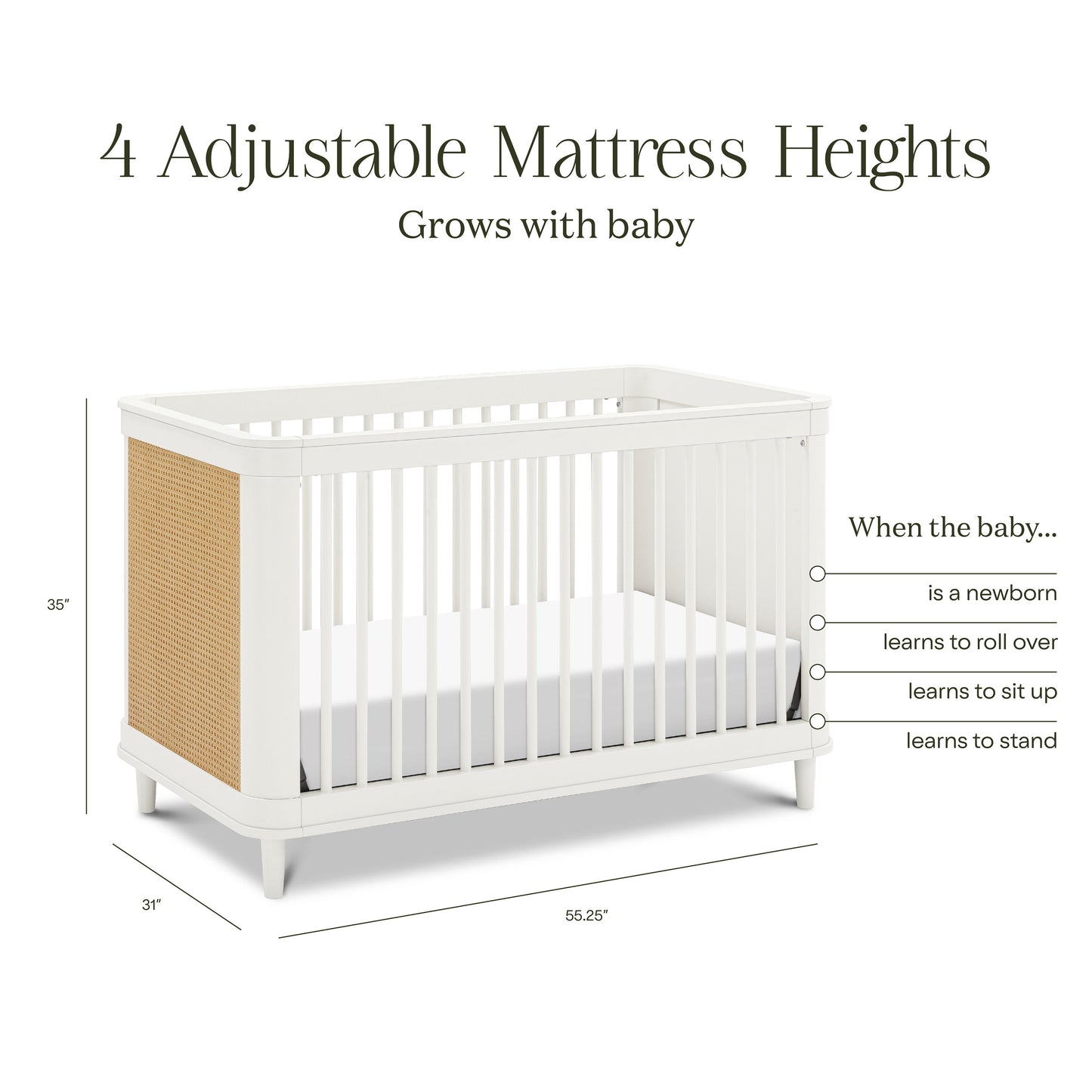 NAMESAKE MARIN WITH CANE 3-IN-1 CONVERTIBLE CRIB