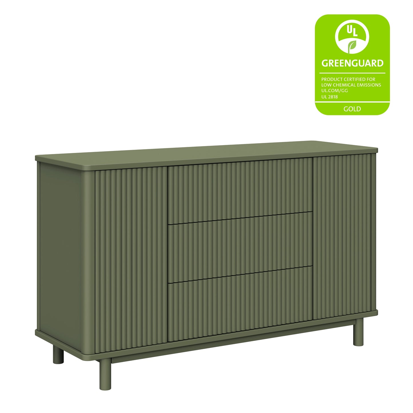 Pogo Tambour Assembled Dresser in Olive