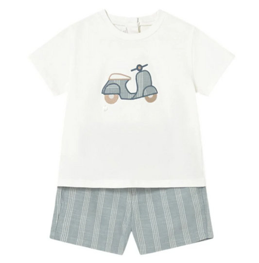 MAYORAL LINEN SHORTS AND T-SHIRT 2-PIECE SET JADE