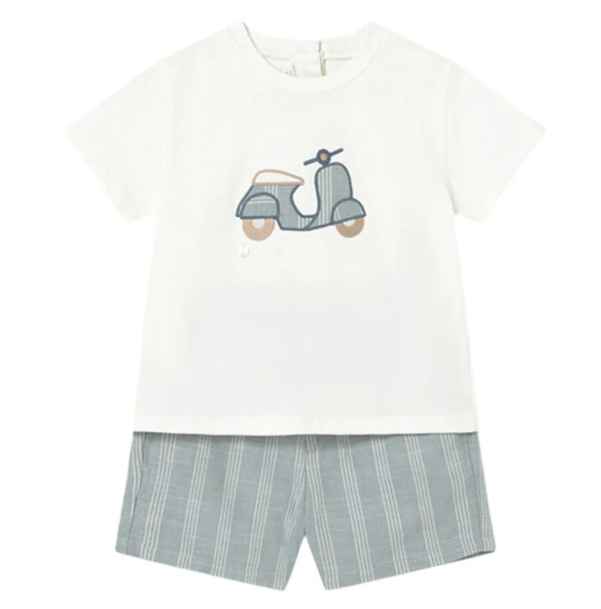MAYORAL LINEN SHORTS AND T-SHIRT 2-PIECE SET JADE