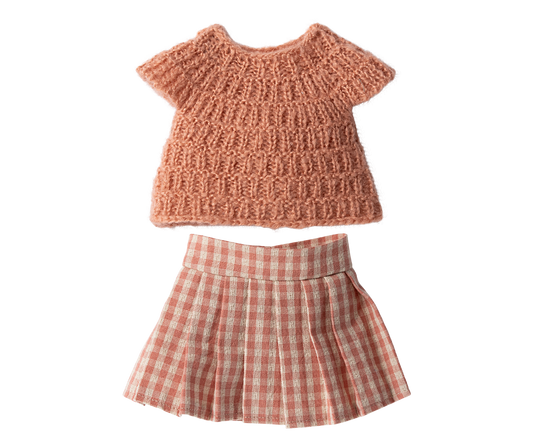 MAILEG KNITTED SHIRT AND SKIRT, SIZE 3