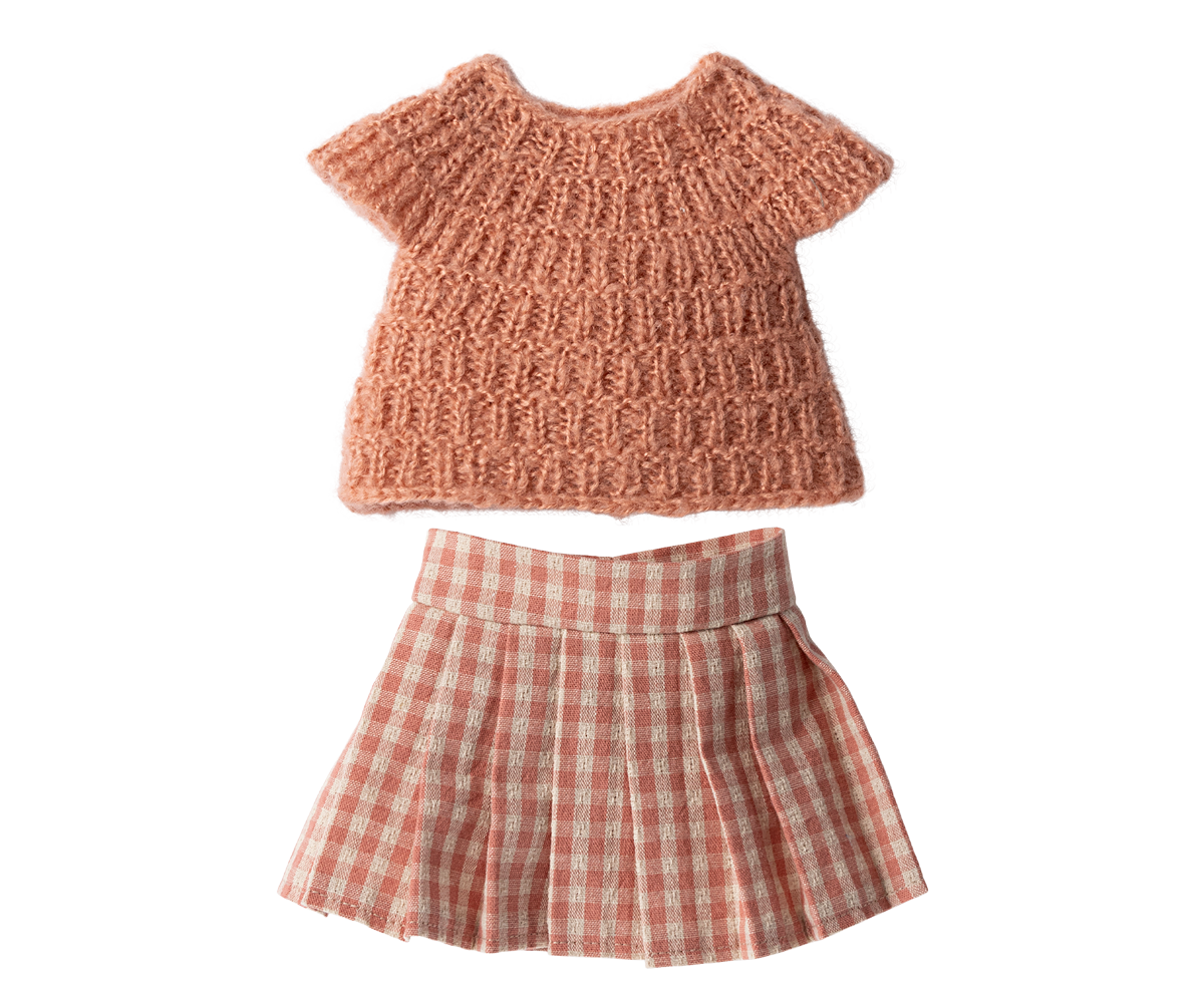 MAILEG KNITTED SHIRT AND SKIRT, SIZE 3