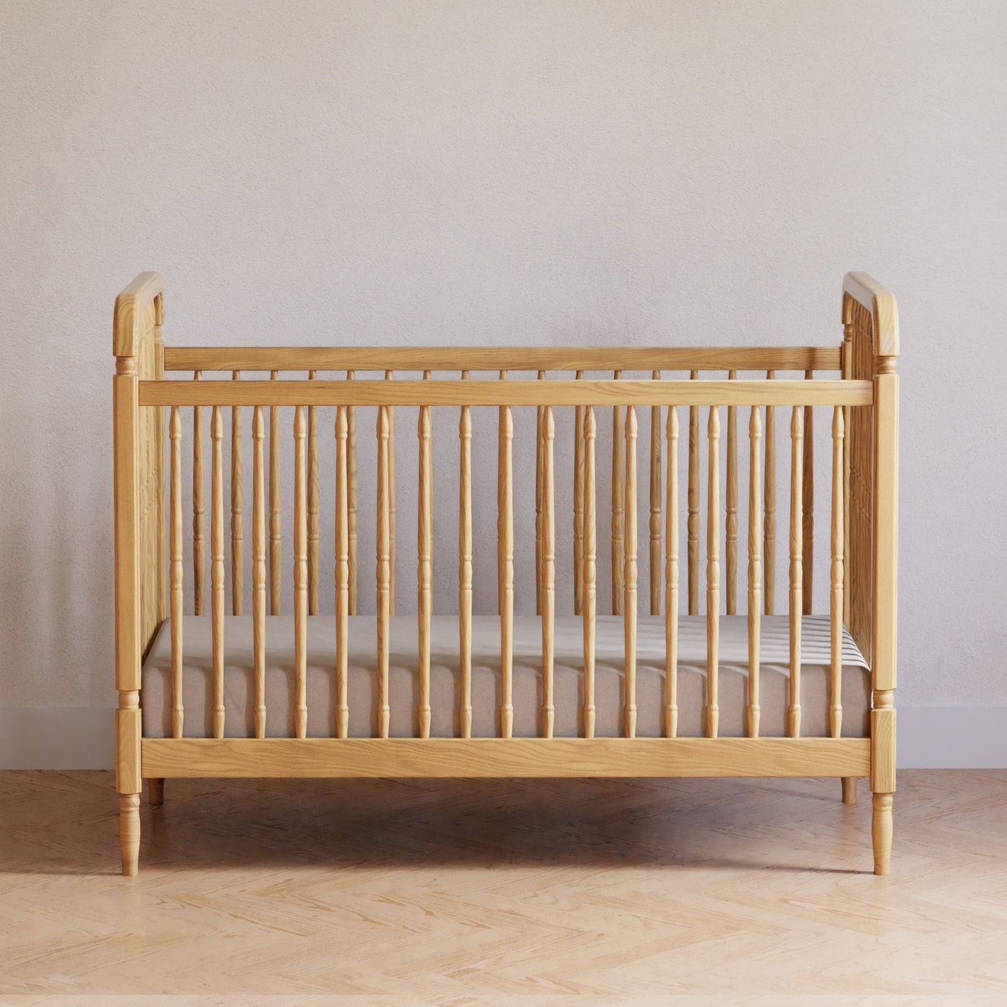 Liberty 3-in-1 Convertible Spindle Crib w/Toddler Bed Conversion Kit in Dusty Rose