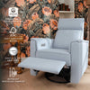 Willa Power Glider Recliner w/ adj. headrest & USB in Performance Grey Eco-Weave w/Light Wood Base
