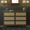 Marin with Cane 6 Drawer Assembled Dresser in Warm White and Honey Cane