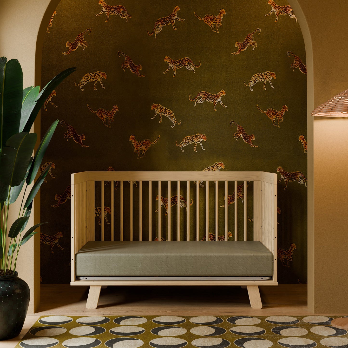 Hudson 3-in-1 Convertible Crib w/ToddlerBedConversionKit in White/Washed Natural