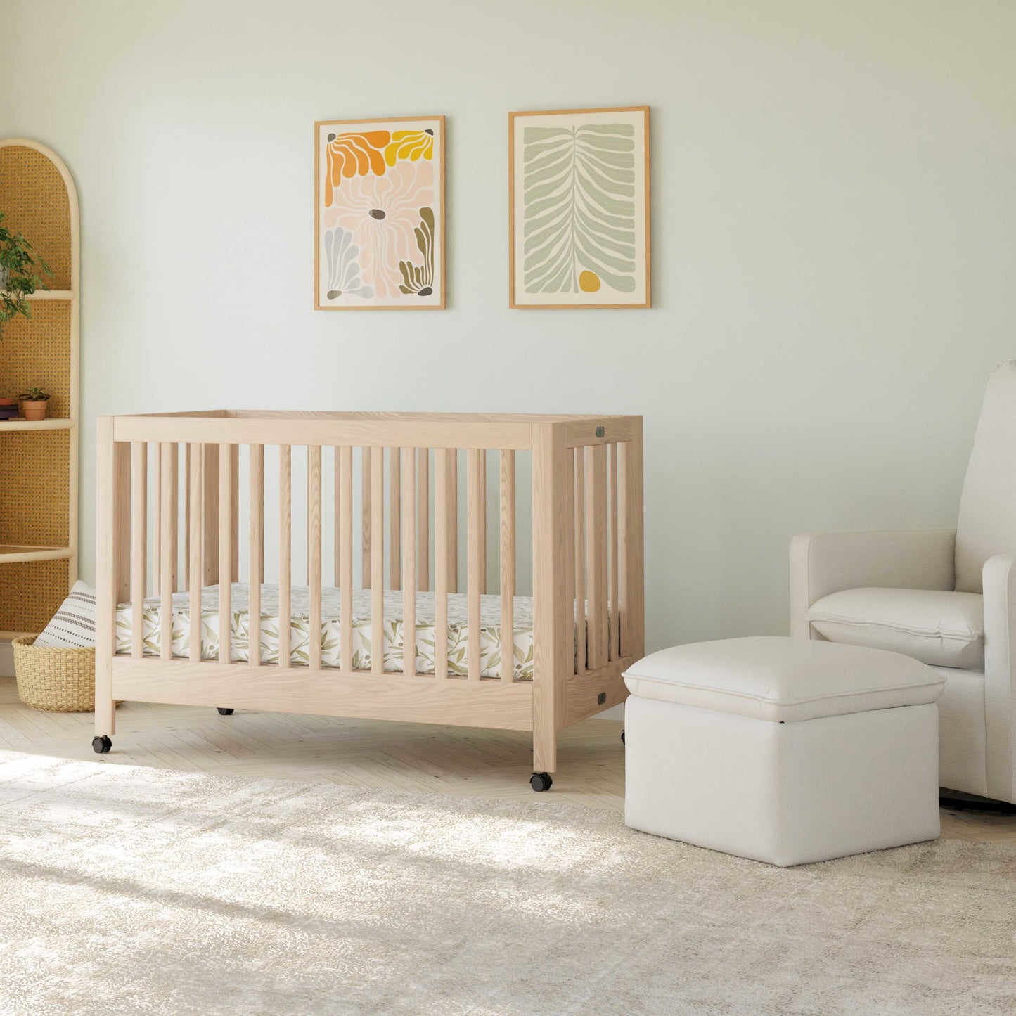 Maki Full-Size Folding Crib w/ Toddler Bed Conversion Kit in Honey