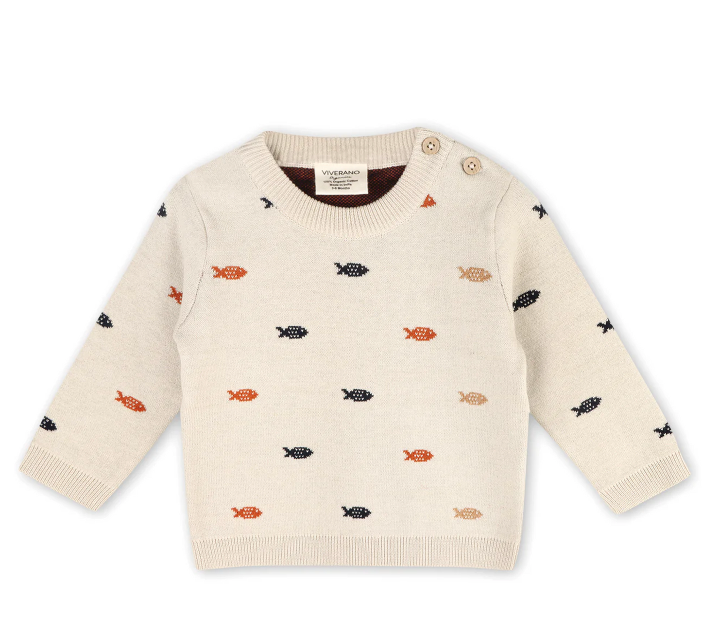 FISHES JACQUARD KNIT PULLOVER SWEATER