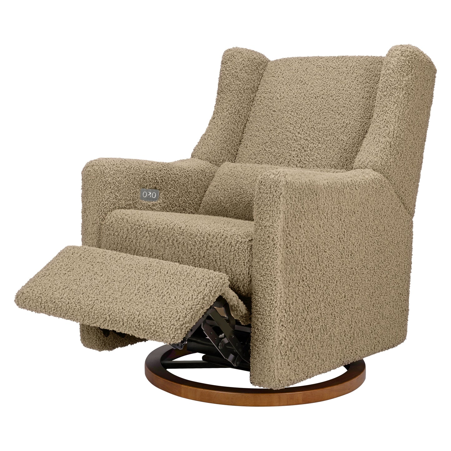 Kiwi Glider Recliner w/ Electronic Control and USB in Ivory Boucle w/Gold Base