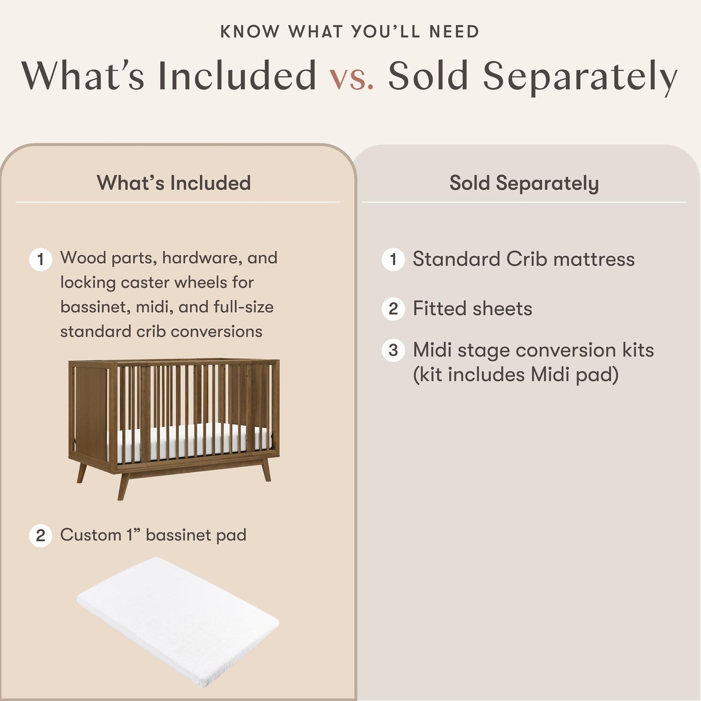 BABYLETTO PALMA 8-IN-1 CONVERTIBLE ALL-STAGES CRIB WITH BASSINET & TODDLER BED KIT
