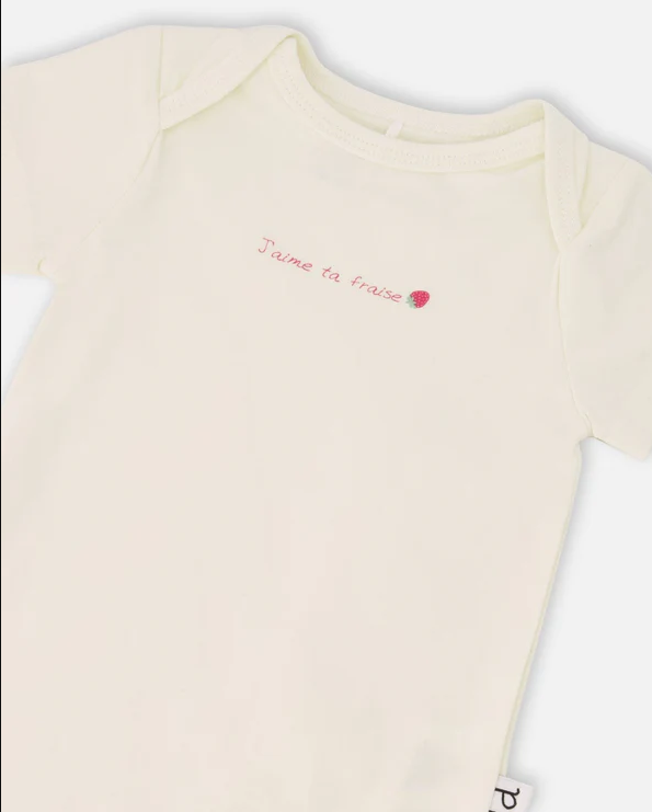DEUX PAR DEUX ORGANIC COTTON JERSEY ONESIE WHITE
