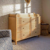 Marin with Cane 6 Drawer Assembled Dresser in Warm White and Honey Cane
