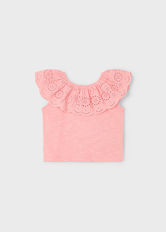 MAYORAL EYELET RUFFLE T-SHIRT