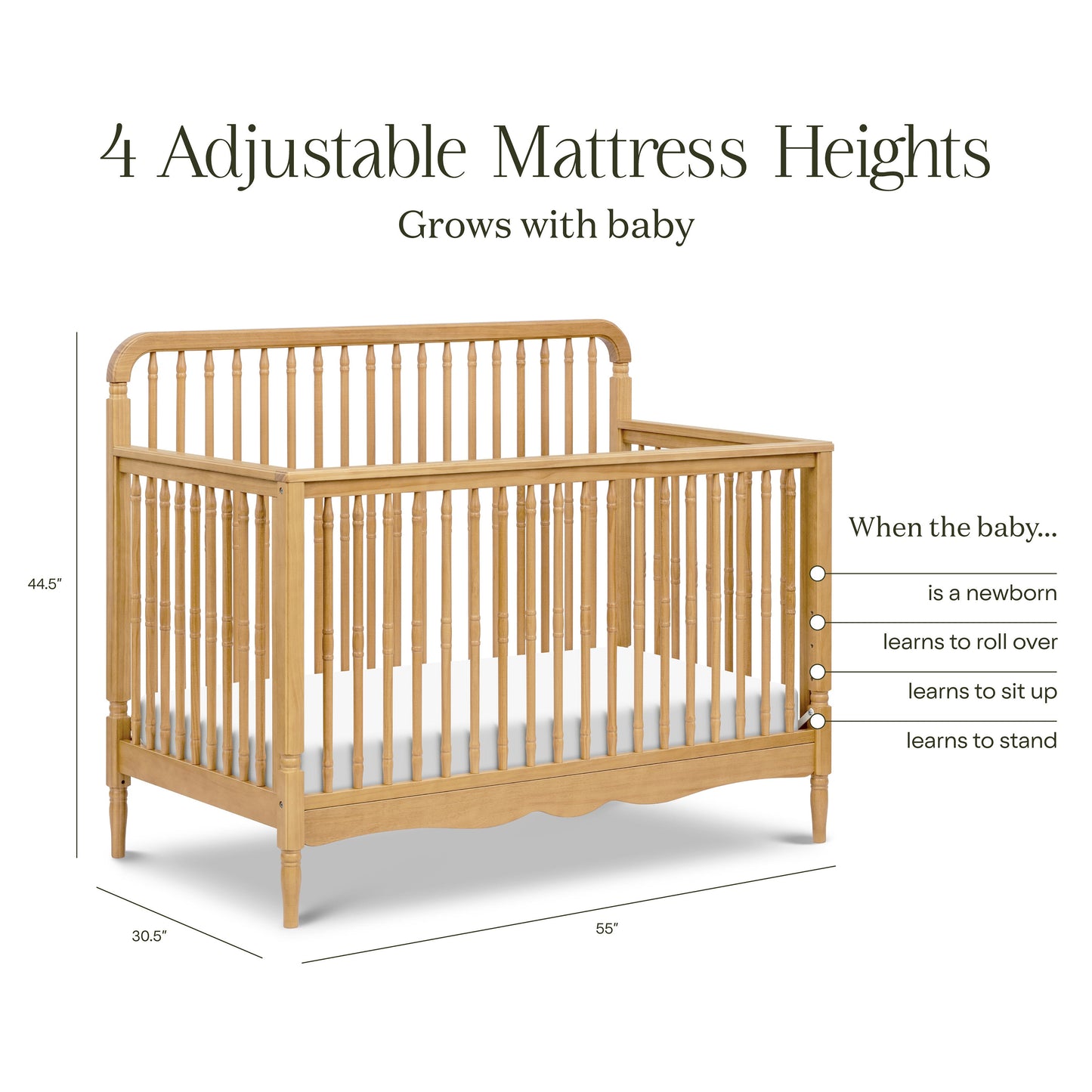 Liberty 4-in-1 Convertible Spindle Crib in Warm White
