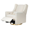Kiwi Glider Recliner w/ Electronic Control and USB in Ivory Boucle w/Gold Base