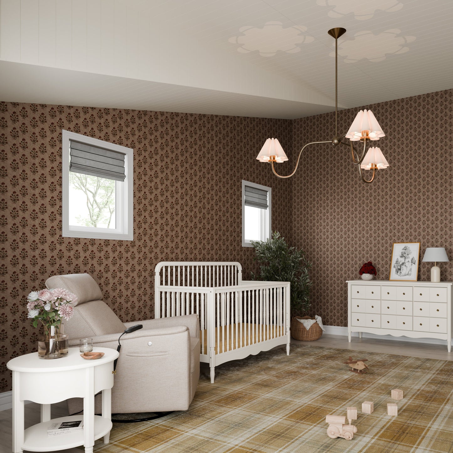 Liberty 4-in-1 Convertible Spindle Crib in Warm White