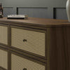 Marin with Cane 6 Drawer Assembled Dresser in Warm White and Honey Cane