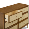 Marin with Cane 6 Drawer Assembled Dresser in Warm White and Honey Cane
