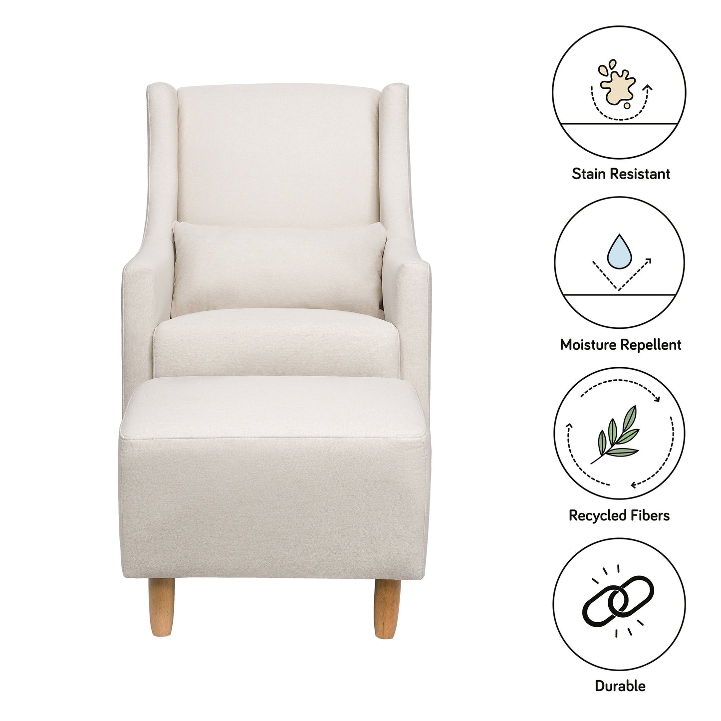 BABYLETTO TOCO SWIVEL GLIDER AND OTTOMAN IN ECO-PERFORMANCE FABRIC | WATER REPELLENT & STAIN RESISTANT