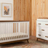 Scoot 3-in-1 Convertible Crib w/ToddlerBedConversion Kit in White/WashedNatural