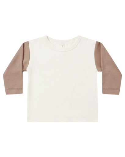 QUINCY MAE LONG SLEEVE RAGLAN TEE ALMOND