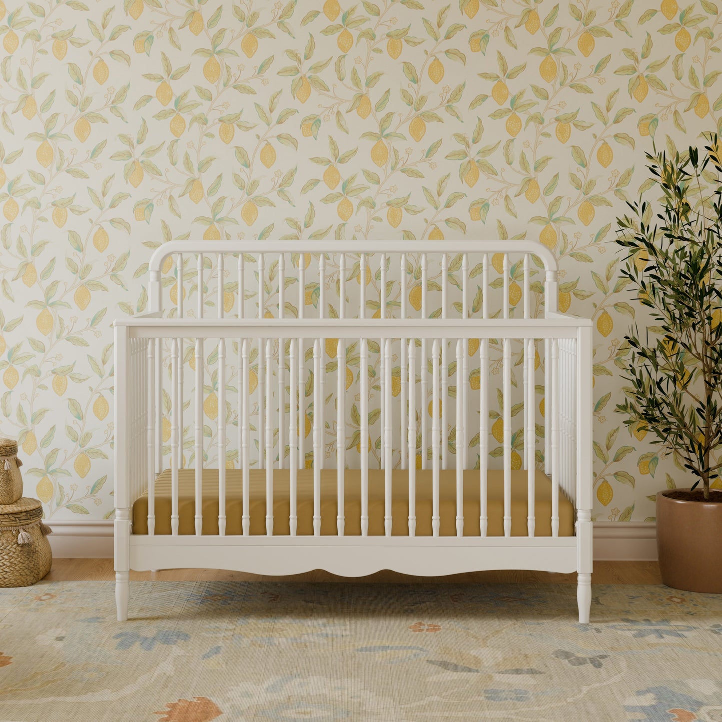 Liberty 4-in-1 Convertible Spindle Crib in Warm White