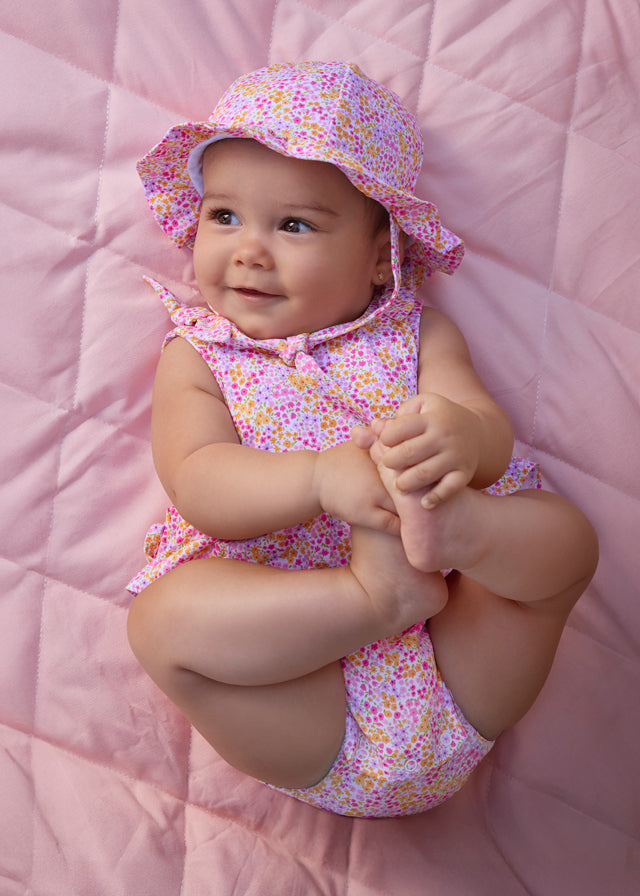 MAYORAL NEWBORN GIRL PRINTED ROMPER WITH HAT SET