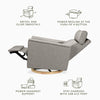Willa Power Glider Recliner w/ adj. headrest & USB in Performance Grey Eco-Weave w/Light Wood Base