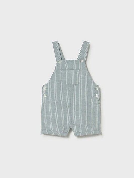 MAYORAL LINEN STRIPED DUNGAREE JADE