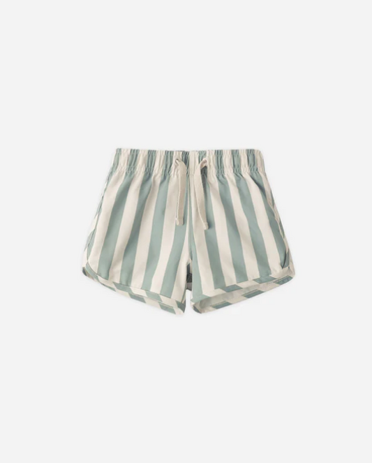 RYLEE + CRU SWIM TRUNKS GREEN STRIPE