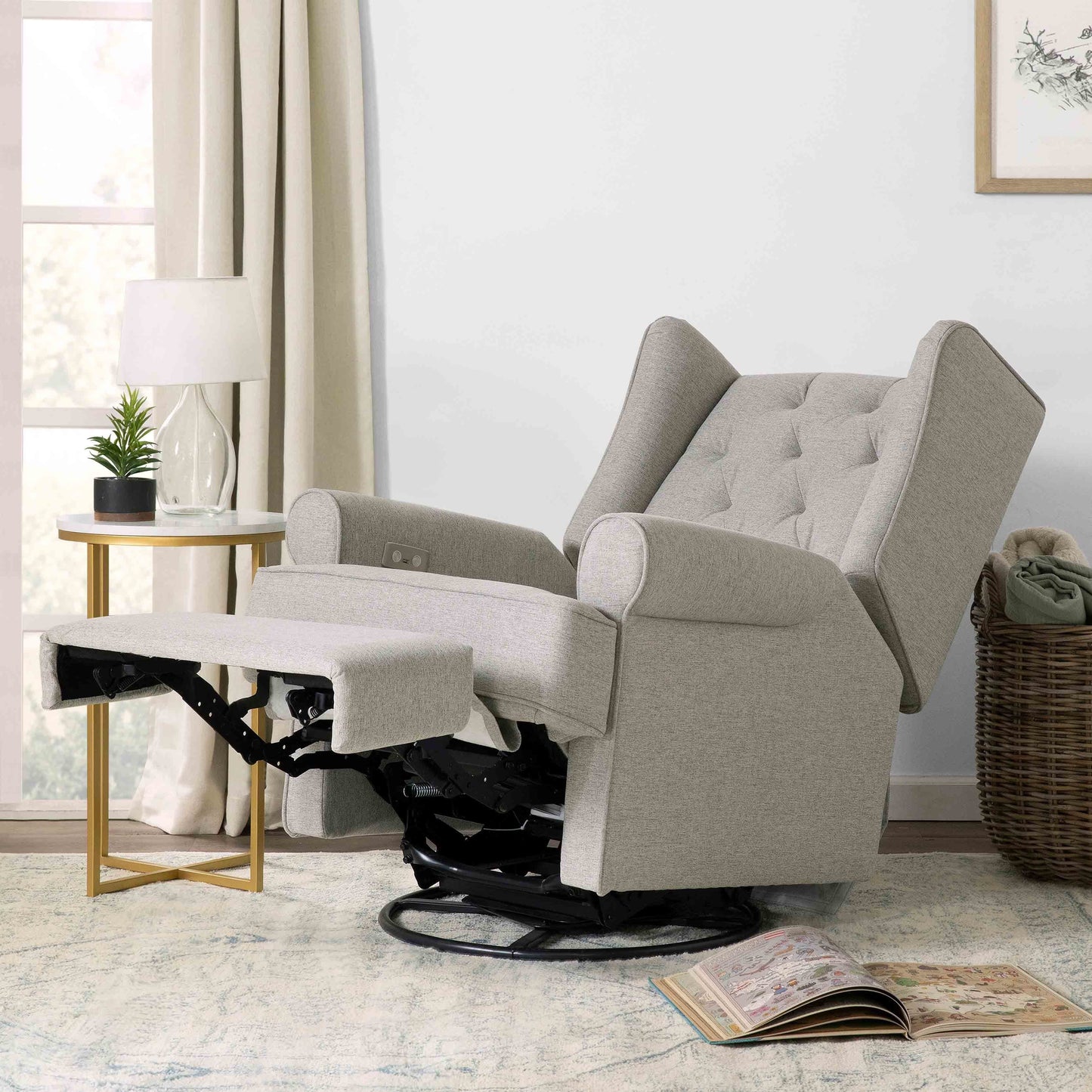 NAMESAKE HARBOUR ELECTRONIC RECLINER AND SWIVEL GLIDER IN ECO-PERFORMANCE FABRIC WITH USB PORT | WATER REPELLENT & STAIN RESISTANT