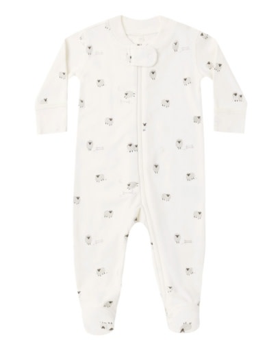 QUINCY MAE ZIP LONG SLEEVE SLEEPER FOOTIE SHEEP