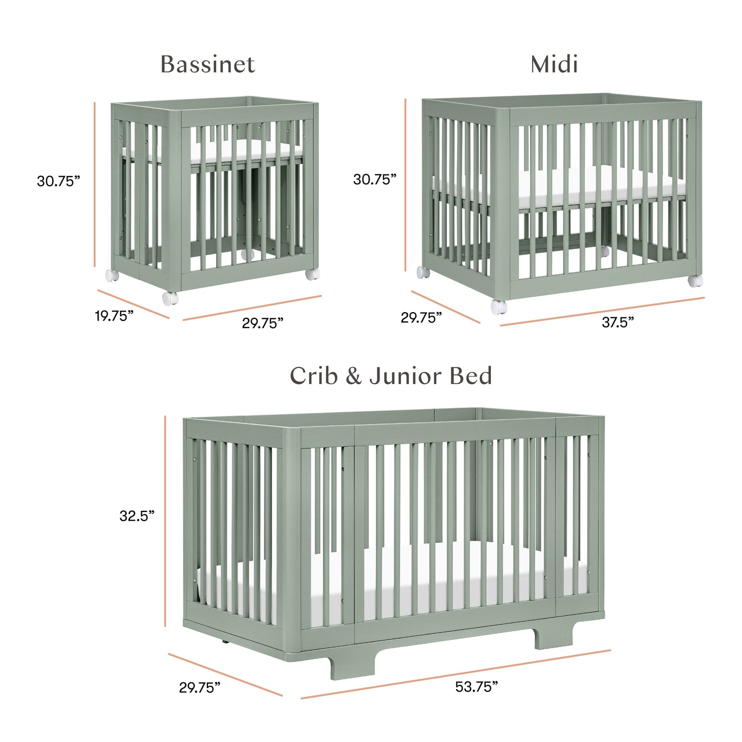 BABYLETTO YUZU 8-IN-1 CONVERTIBLE CRIB WITH ALL-STAGES CONVERSION KITS