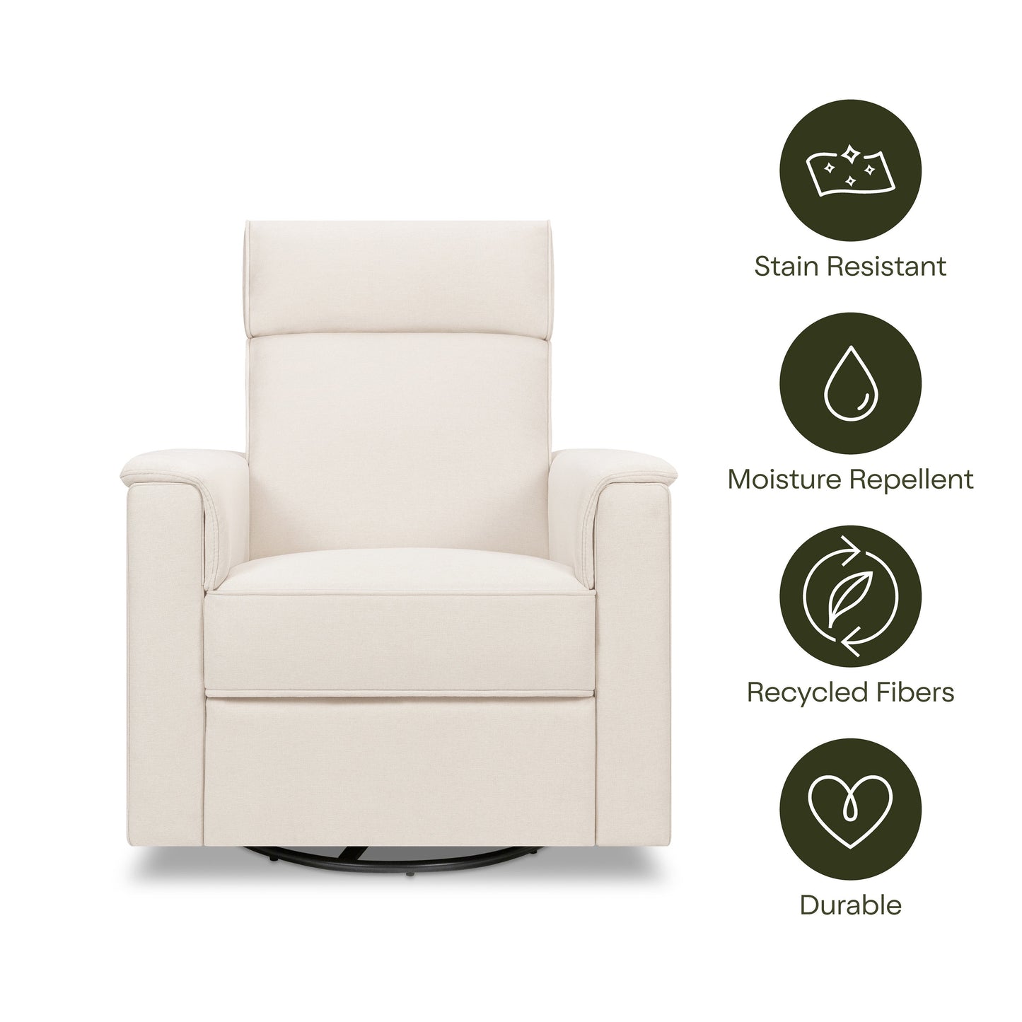 Willa Deluxe Power Glider Recliner w/Heat&Massage in Performance Beach Eco-Weave
