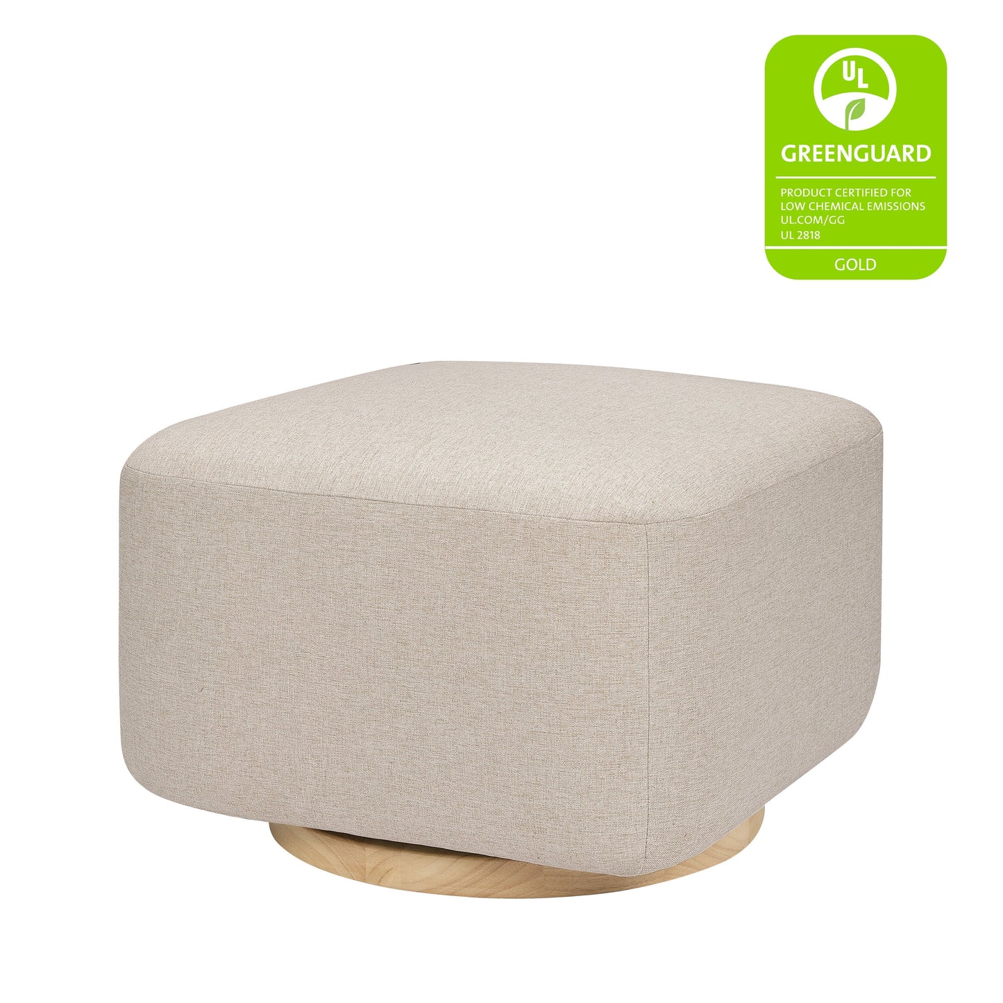 Kiwi Gliding Ottoman in Ivory Boucle w/ Gold Base
