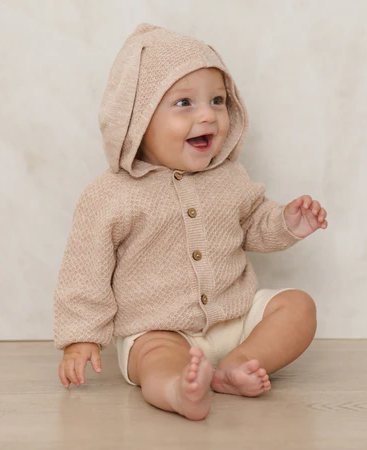 QUINCY MAE BUNNY KNIT SWEATER HEATHERED LATTE