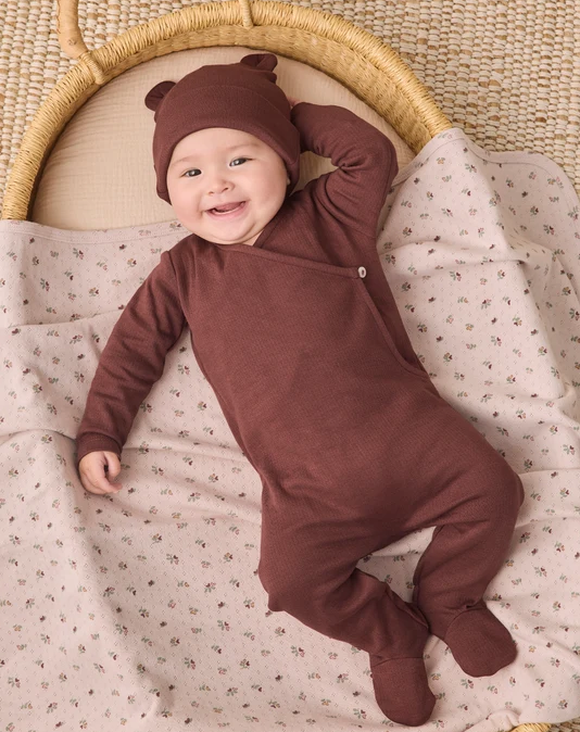 QUINCY MAE POINTELLE WRAP FOOTIE BLACK CHERRY