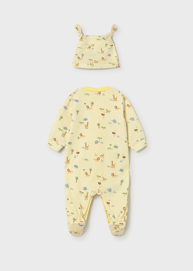 MAYORAL NEWBORN BOY PRINTED ONE-PIECE WITH HAT