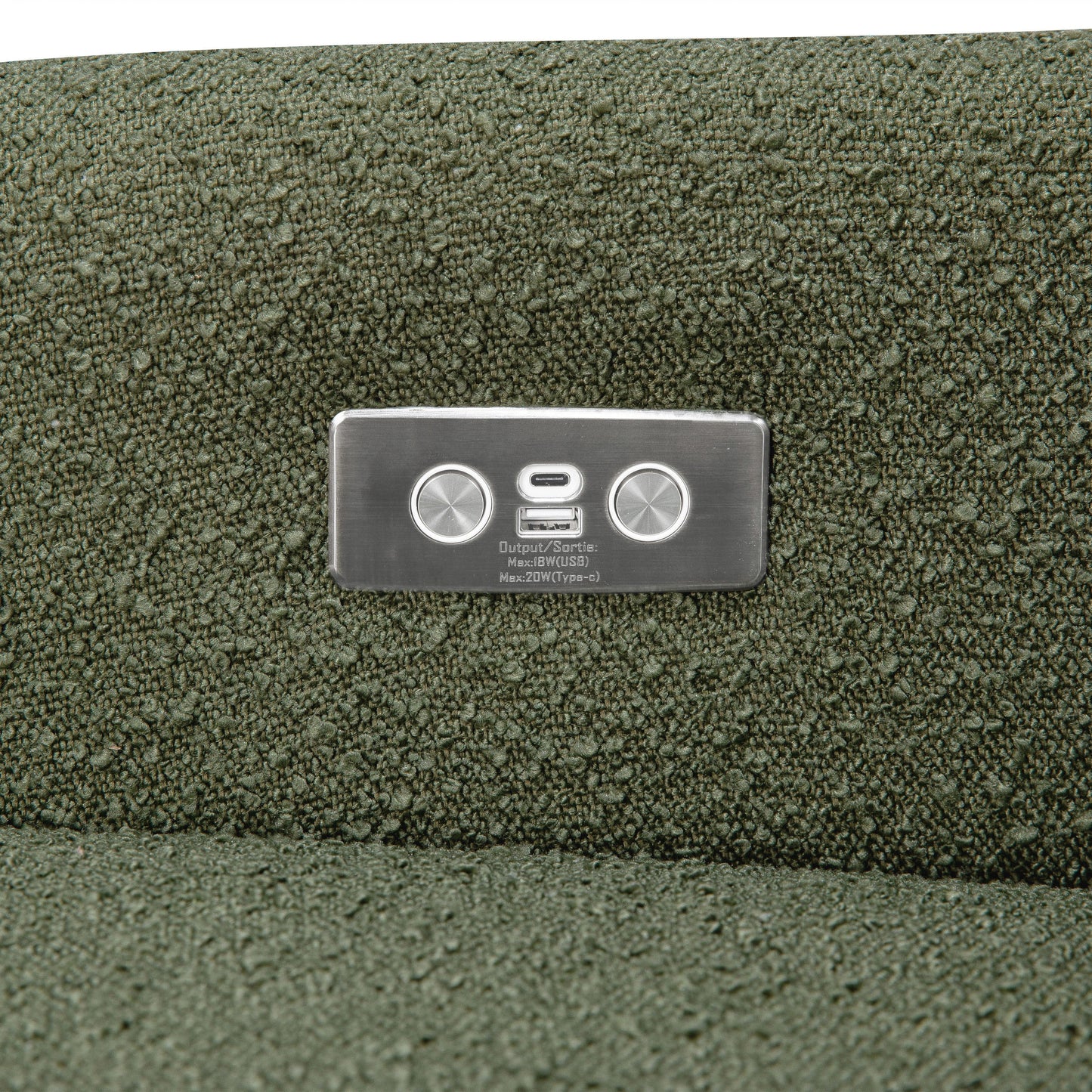 Kiwi Glider Recliner w/ Electronic Control and USB in Ivory Boucle w/Gold Base