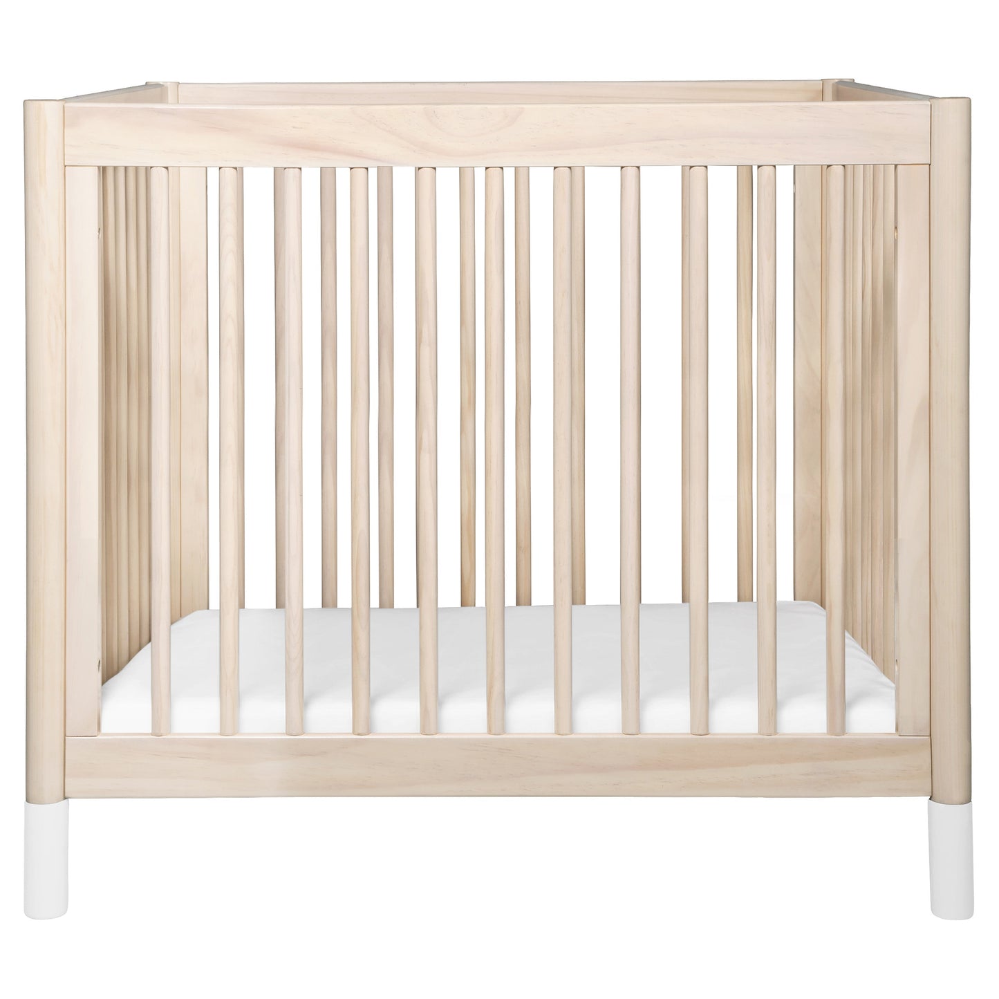 Gelato 4-in-1 Convertible Mini Crib and Twin bed in Natural Walnut Finish with Gold Feet