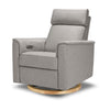 Willa Power Glider Recliner w/ adj. headrest & USB in Performance Grey Eco-Weave w/Light Wood Base