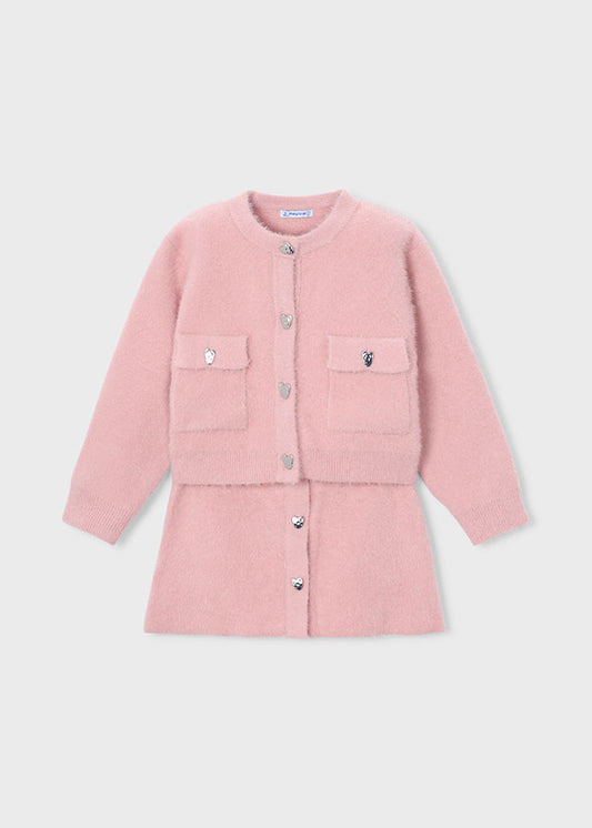 MAYORAL GIRL SKIRT AND KNIT CARDIGAN SET