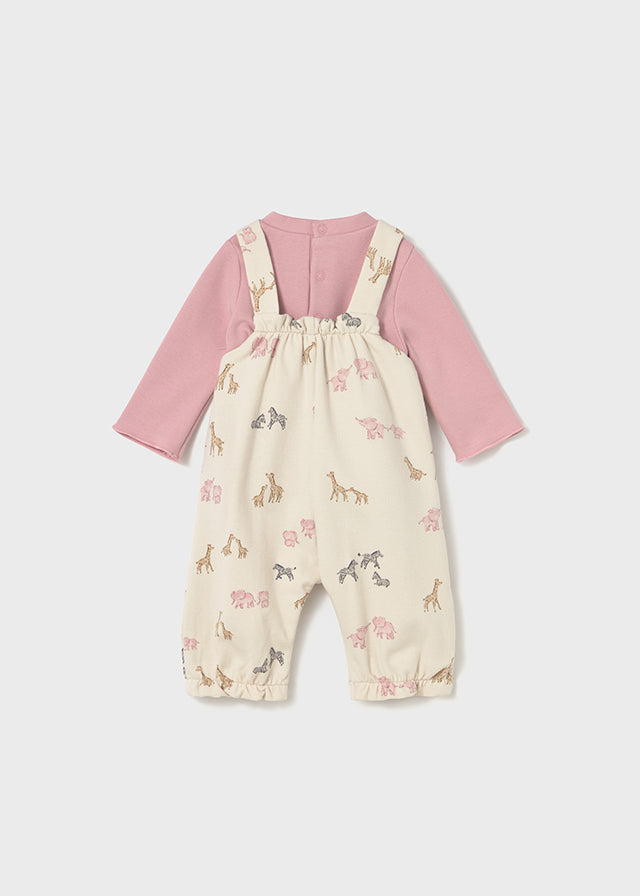 MAYORAL DUNGAREE AND SHIRT SET PINK
