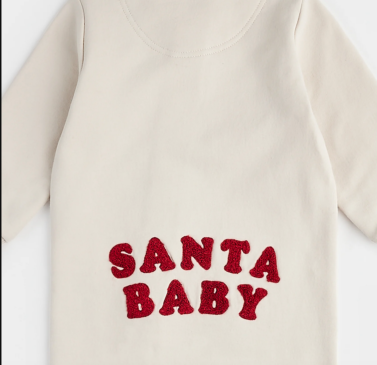 SANTA BABY ON CREME FLEECE PLAYSUIT