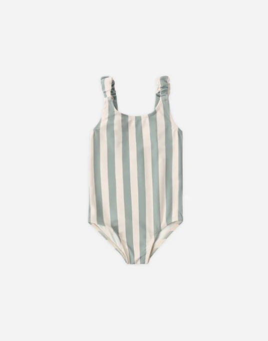 RYLEE + CRU SCRUNCH ONE-PIECE GREEN STRIPE