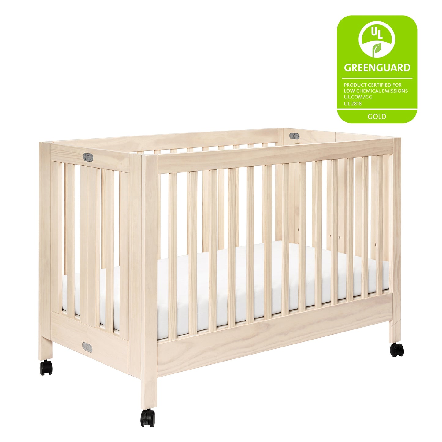 Maki Full-Size Folding Crib w/ Toddler Bed Conversion Kit in Honey