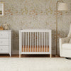 Gelato 4-in-1 Convertible Mini Crib and Twin bed in Natural Walnut Finish with Gold Feet