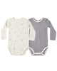 QUINCY MAE RIBBED BODYSUIT, 2 PACK SLATE MICROSTRIPE, CELESTIAL