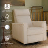 Willa Power Glider Recliner w/ adj. headrest & USB in Performance Grey Eco-Weave w/Light Wood Base